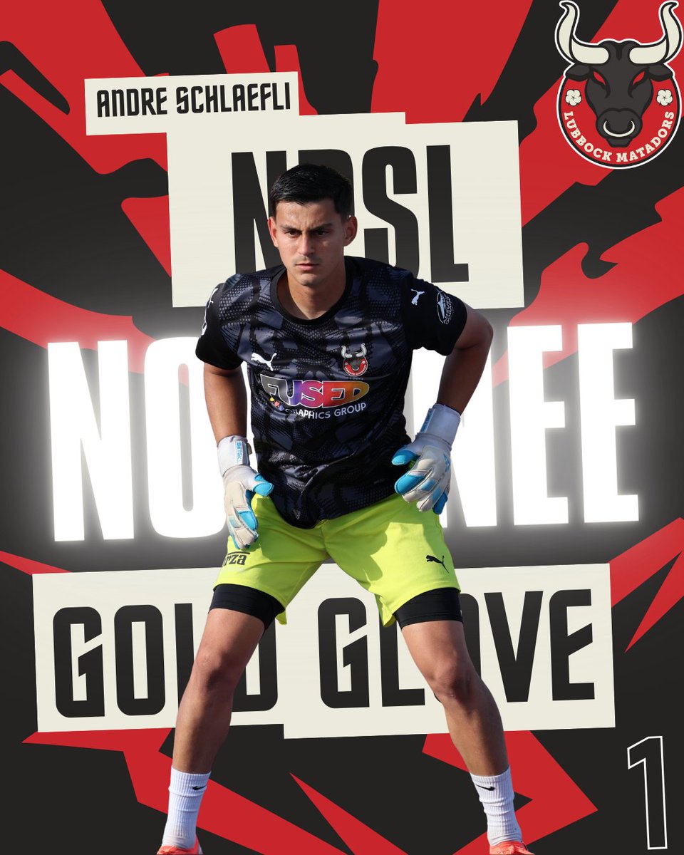 Andre Schlaefli has been nominated for the NPSL Golden Glove Award after leading the Matadors to the best defensive record in the Conference, having only conceded 9 goals during the regular season with 5 clean sheets!

Voting closes July 13th @ 11:59pm (Link in Bio)

VOTE EL GATO