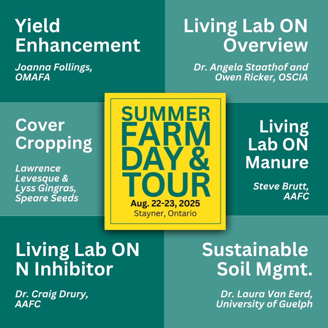 Our Summer Farm Day is packed with speakers! Registration IS OPEN but tickets limited: rebrand.ly/pbichu8

Don’t miss: Joanna Follings, OMAFA; Laura Van Eerd, UofG; Angela Staathof &amp; Owen Ricker, OSCIA; Lawrence Levesque &amp; Lyss Gingras, Speare Seeds; Craig Drury, AAFC; Steve