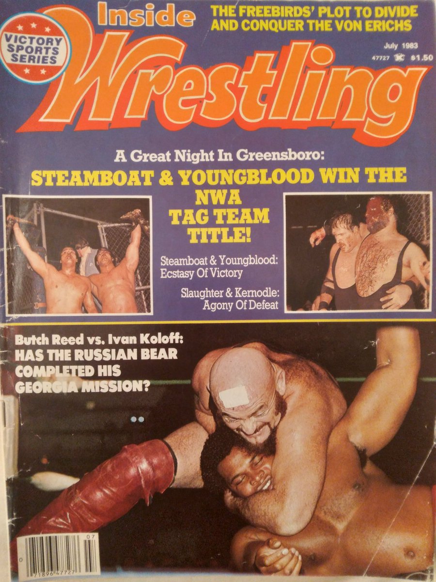 JeffArnie8's tweet image. Arnie's Archives: My Dad took me to Greensboro to witness Ricky Steamboat & Jay Youngblood exit the Steel cage with the NWA World tag team belts held high on the cover of Inside Wrestling July 1983 @WrestlingIsKing @VintageWWFMag @RasslinGrenade
