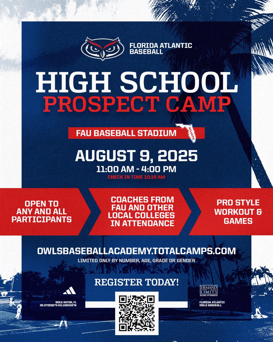 FAUBaseball's tweet image. Our next prospect camp is fast approaching #WIP🏝️