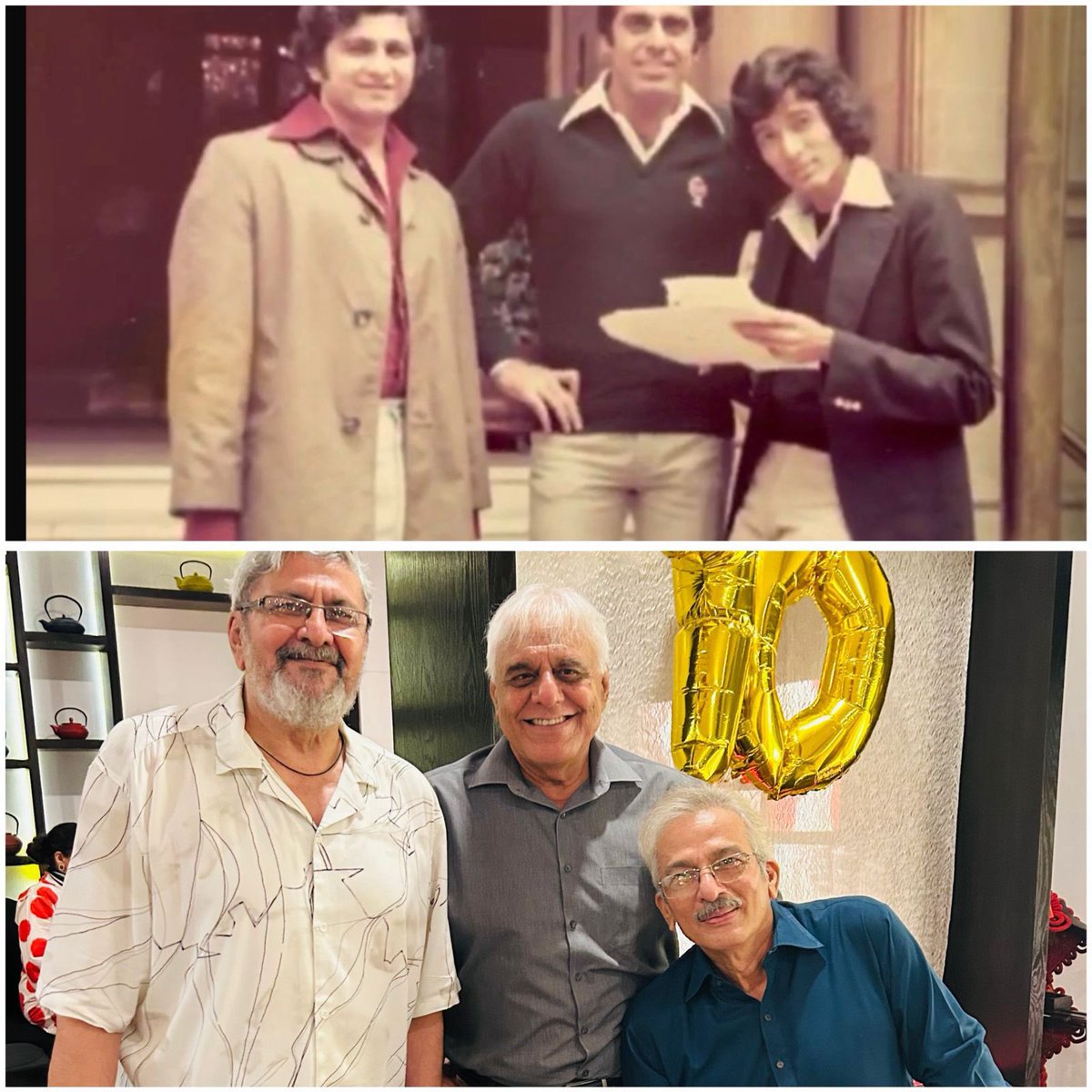 Sikanderbakhts's tweet image. What a memory, from 1979 to 2025 , Nasir Valika , Haroon Rashid & my self , we were in England for World Cup 1979. Nasir Valika played 138 First Class matches , 7625 runs with 13 hundreds in his career. Yesterday it was his 70th birthday and we met again. Happy birthday Nasir 🎂