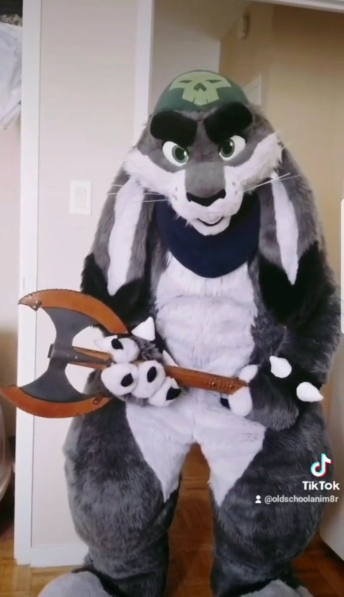 It's #FursuitFriday and I'm just coming up for air from a crazy week.  Let's wreck some sh%t! 🐰🪓