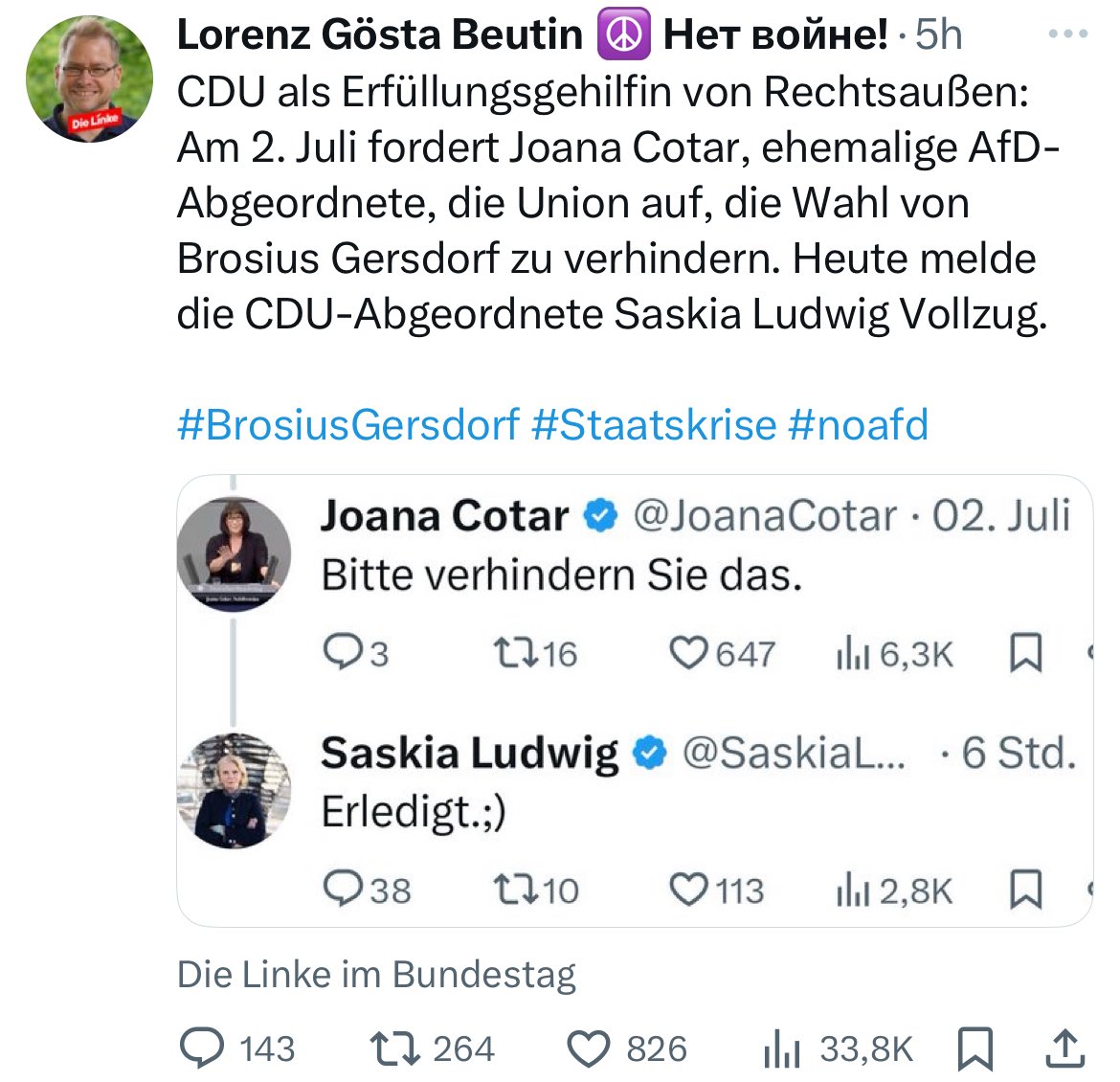 Evi Denz (@elefantimraum2) on Twitter photo Hier gibt es einen Skandal!
Danke, Frau <a href="/SaskiaLudwigCDU/">Saskia Ludwig</a> für Ihre Geradlinigkeit und ihren Humor!✌️ Hier gibt es einen Skandal!
Danke, Frau <a href="/SaskiaLudwigCDU/">Saskia Ludwig</a> für Ihre Geradlinigkeit und ihren Humor!✌️