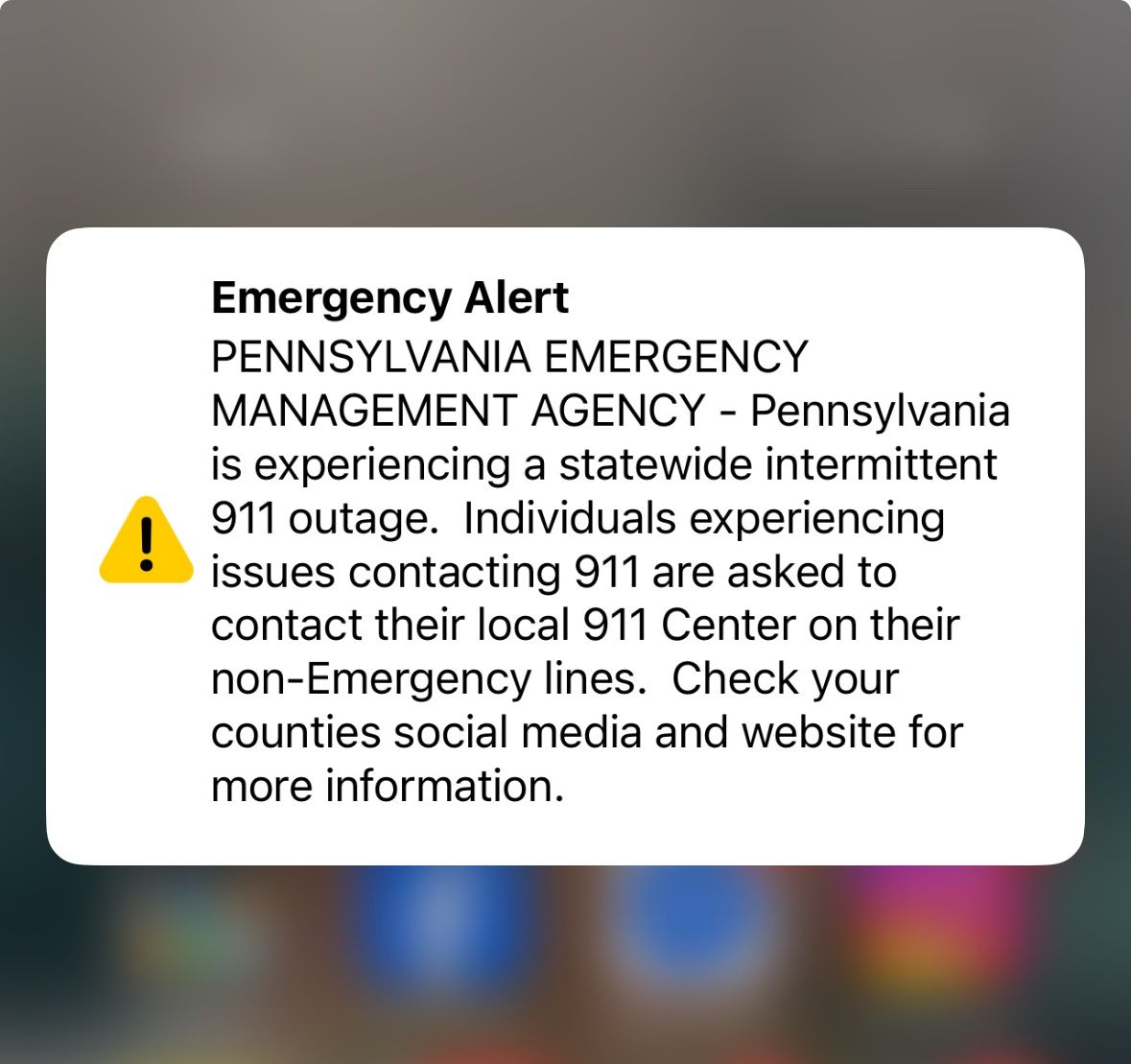 ALERT: PA is currently experiencing a statewide issue with 9-1-1 call delivery. If you need to contact police, fire, or EMS and are not able to get through by calling 911, call the numbers below:

Chester Co: (610) 344-5000
Montgomery Co: (610) 635-4300
Berks Co: (610) 655-4911