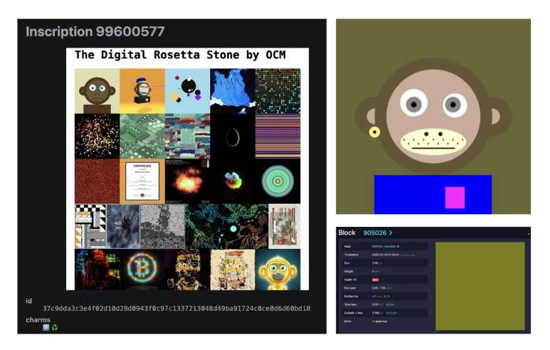 The Digital Rosetta Stone. A historic moment for Art on Bitcoin.

<a href="/OnChainMonkey/">OnChainMonkey®</a> just reinscribed one of their Genesis with the entire Ordinals protocol filling a full 4MB block.

It’s not just conceptual art. 

It’s infrastructure.
It's history.
It's preservation in one.

This