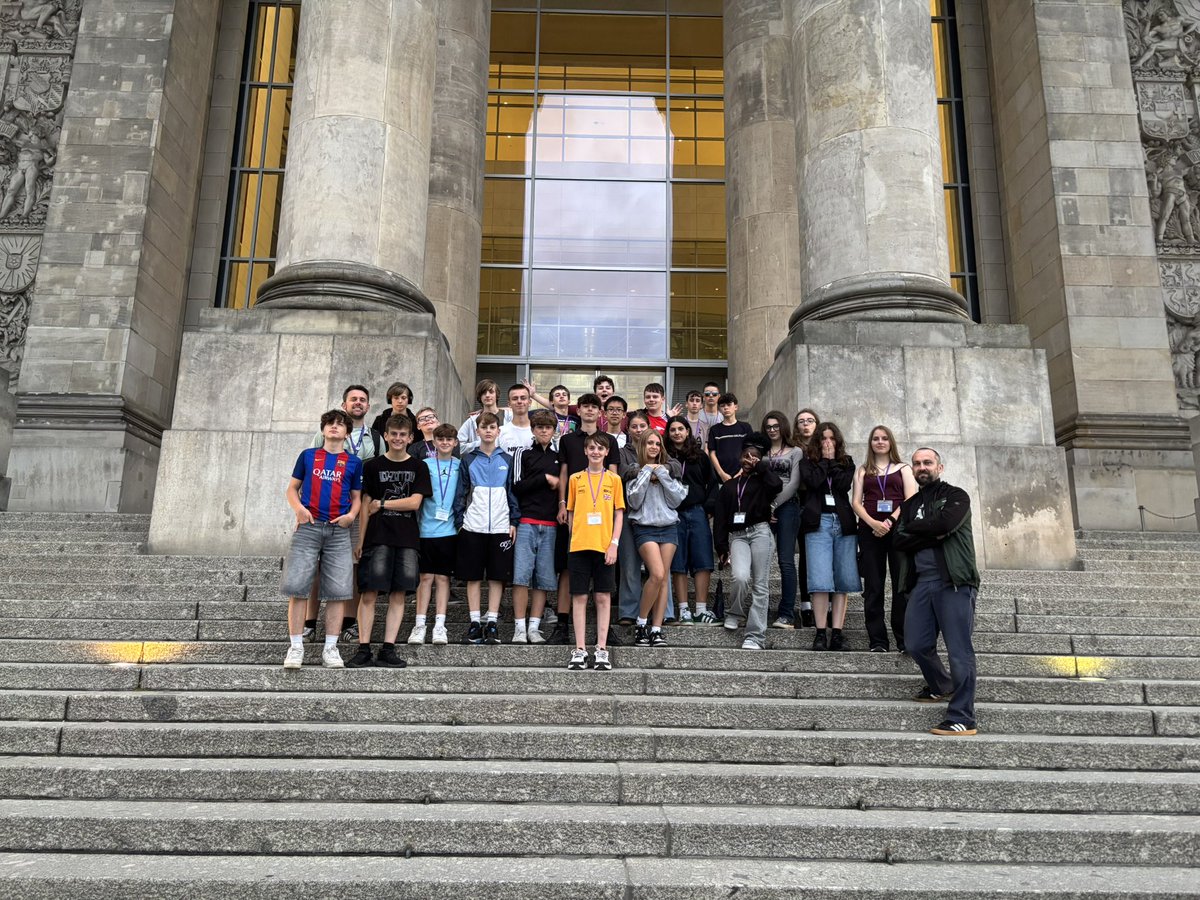 WorthingHighOut's tweet photo. Just toured the Reichstag . Walked through history and up Norman Foster’s iconic glass dome; breathtaking views and powerful symbolism of democracy. #Berlin #Reichstag #StudentTrip #HistoryAlive https://t.co/iKXVDWtiqa