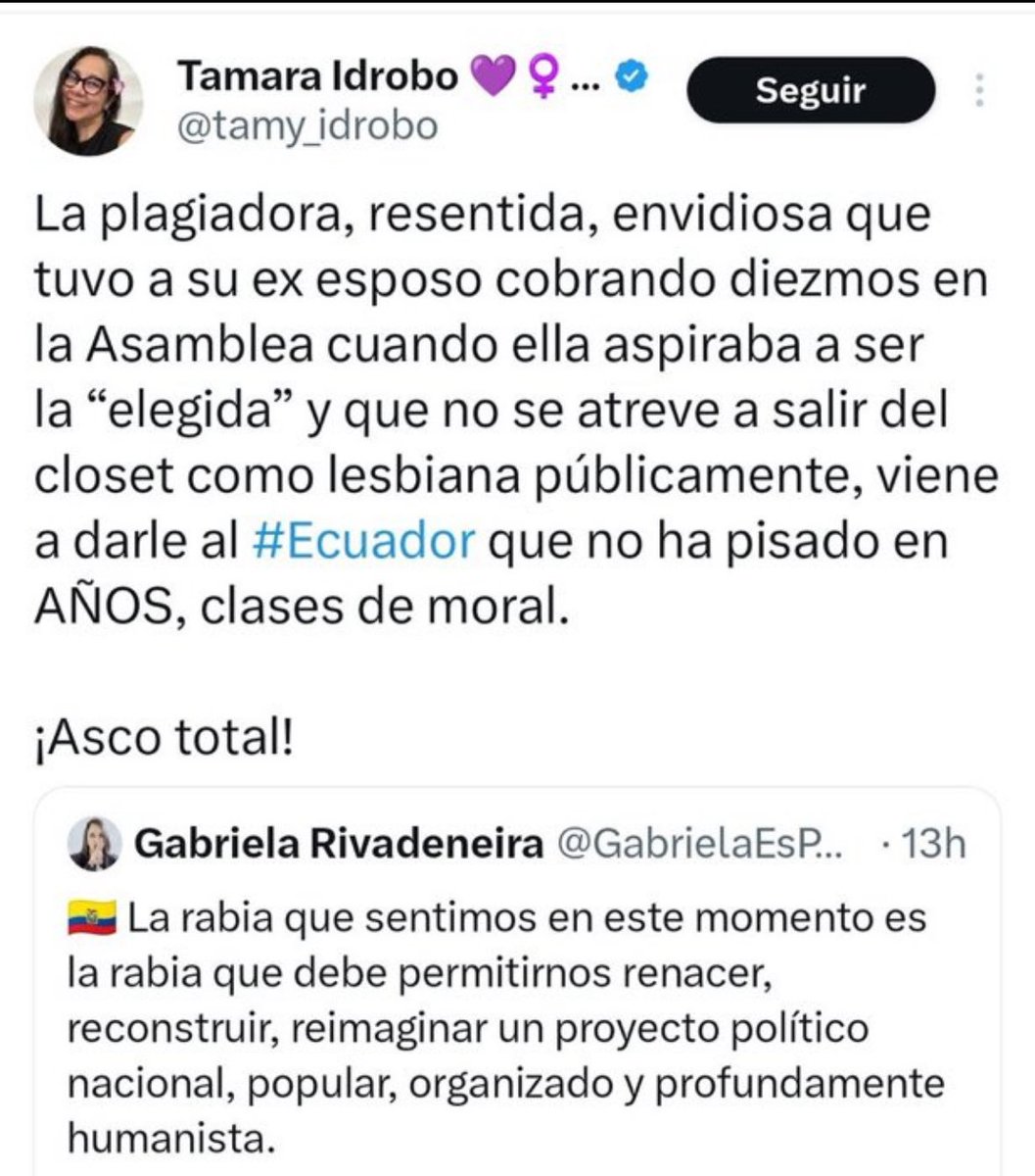 😲 ¡Sin palabras! Una pequeña muestra de que la sororidad y el respeto por la reputación ajena, que tanto predican, es pura hipocresía. Como diría el Mashi…