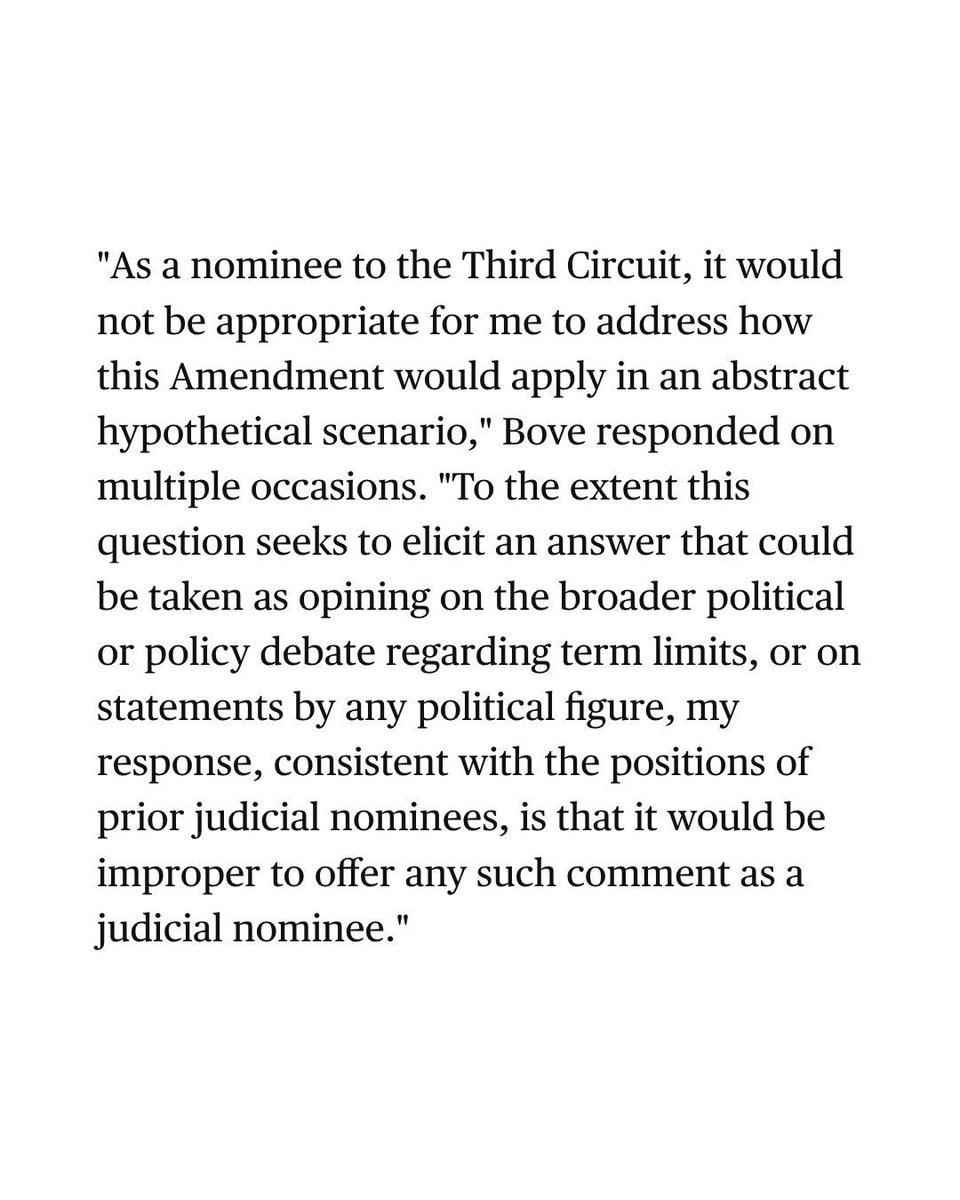 peoplefor's tweet image. BREAKING: Trump judicial nominee Emil Bove just refused to say whether he would allow Trump to run for a third term, even though it is a direct violation of the Constitution.