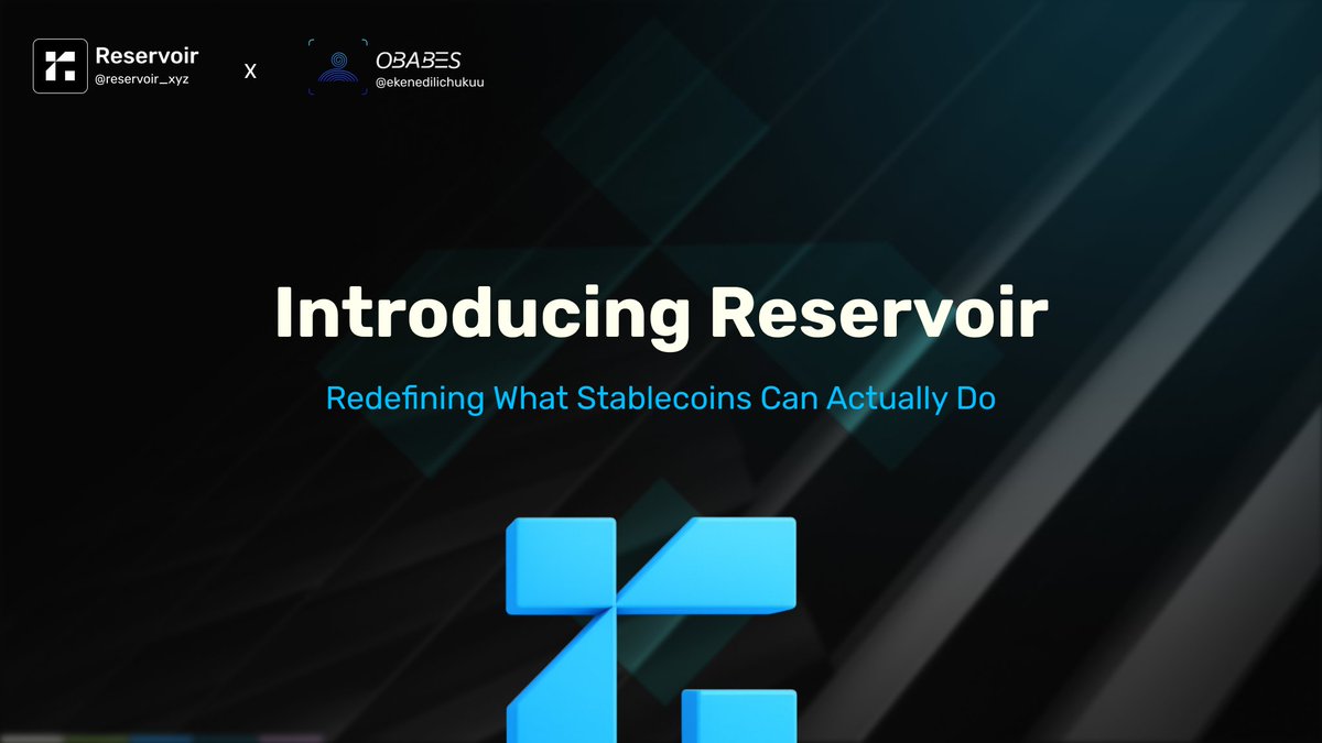 ekenedilichukuu's tweet photo. Introducing Reservoir

A system that brings a fresh take on how stablecoins should work.

It transforms stablecoins from passive storage into active, productive capital.

This isn’t another USDC wrapper ↡ https://t.co/LYUnRBwwKL