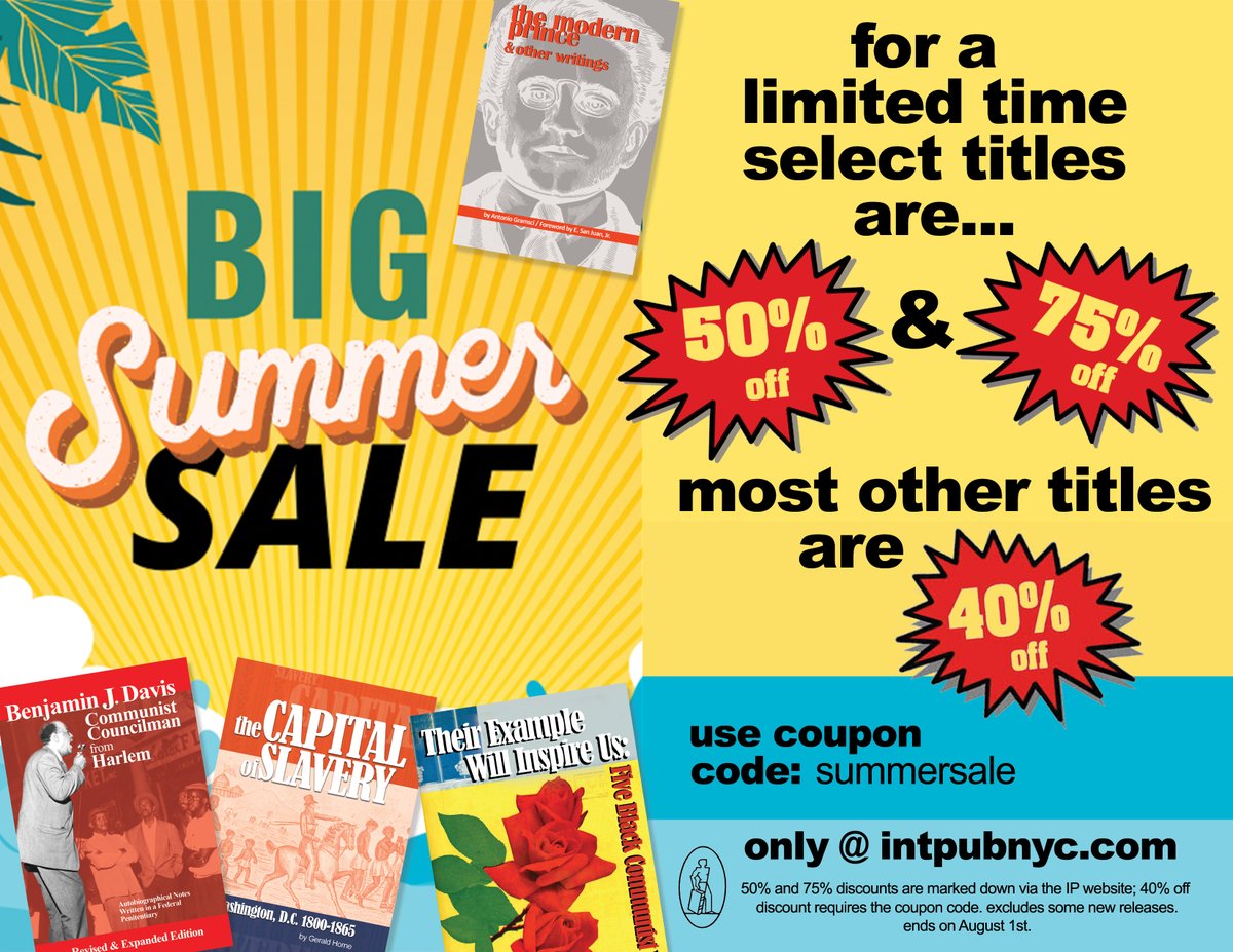 INTERNATIONAL PUBLISHERS (@intpubnyc) on Twitter photo #SummerSale! It's getting hot and we want to make sure you have summer reads! So, we're offering 50%-75% off select titles AND 40% off most over titles! Only at intpubnyc.com (excludes a few books). <a href="/communistsusa/">Communist Party USA</a> <a href="/PeoplesWorld/">PeoplesWorld</a> <a href="/jacobin/">Jacobin</a> <a href="/ny_ycl/">New York Young Communist League</a> <a href="/ClaudiaJonesEdu/">Claudia Jones School for Political Education</a> <a href="/The_OAH/">Organization of American Historians</a> #SummerSale! It's getting hot and we want to make sure you have summer reads! So, we're offering 50%-75% off select titles AND 40% off most over titles! Only at intpubnyc.com (excludes a few books). <a href="/communistsusa/">Communist Party USA</a> <a href="/PeoplesWorld/">PeoplesWorld</a> <a href="/jacobin/">Jacobin</a> <a href="/ny_ycl/">New York Young Communist League</a> <a href="/ClaudiaJonesEdu/">Claudia Jones School for Political Education</a> <a href="/The_OAH/">Organization of American Historians</a>