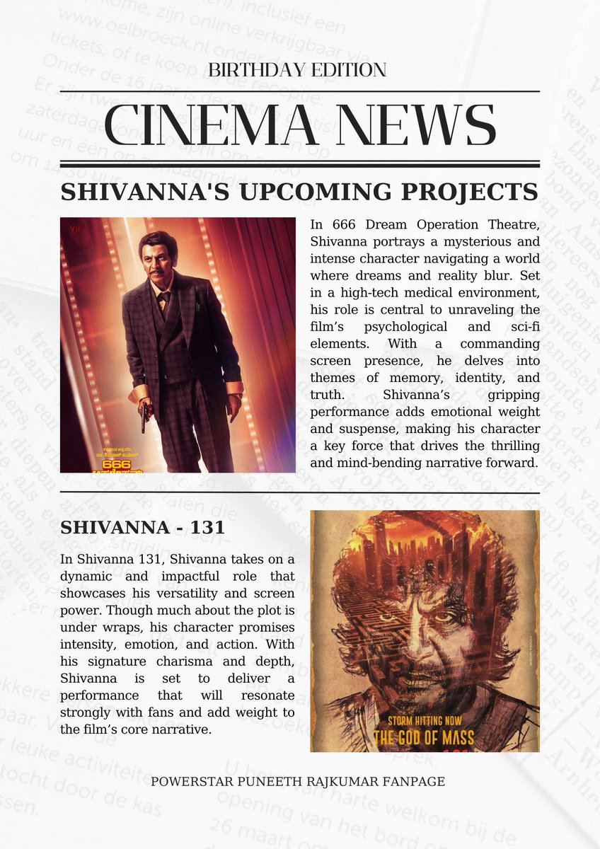 psprfp's tweet image. A symbol of unmatched dedication and immense sacrifice, Shivana stands tall as an icon. His love for his craft is truly inspiring and fuels generations of artists and fans. Wishing our beloved Shivanna sir a very Happy Birthday!🥹👑

Birthday Special Newspaper Design🗞️🌞

#PSPRFP