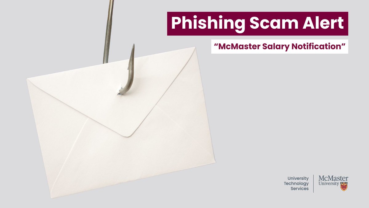 McMasterIT (@mcmasterit) on Twitter photo 🚨 Attention <a href="/McMasterU/">McMaster University</a> community! 🚨
There’s a new phishing scam making the rounds on campus.
Protect yourself: Check the Phish Bowl for the latest scams and tips on what to avoid. Stay alert and secure! 🔒 #StaySafe
View the new post: mcmu.ca/PhishBowlSalar… 🚨 Attention <a href="/McMasterU/">McMaster University</a> community! 🚨
There’s a new phishing scam making the rounds on campus.
Protect yourself: Check the Phish Bowl for the latest scams and tips on what to avoid. Stay alert and secure! 🔒 #StaySafe
View the new post: mcmu.ca/PhishBowlSalar…