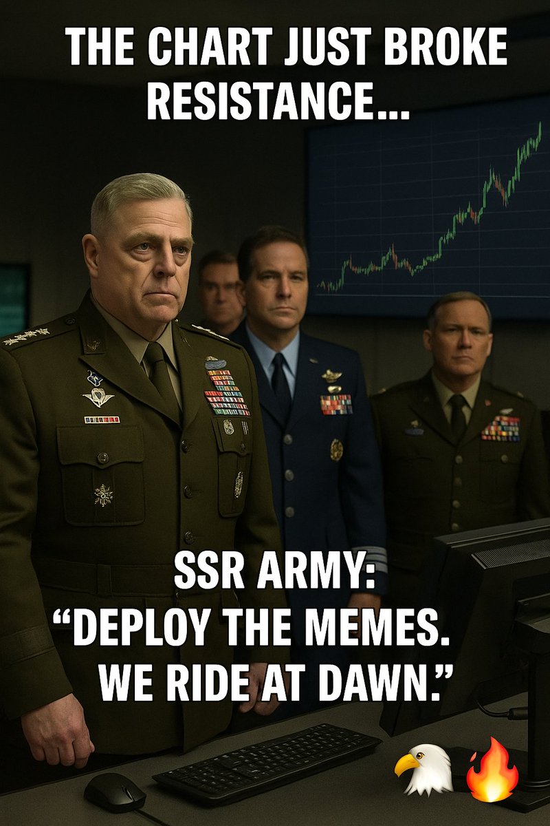 ox_abba's tweet photo. The chart just broke resistance...

SSR Army:
“Deploy the memes. We ride at dawn.” 🦅🔥

@OfficialSolanaR $SSR
#SSR #MemeContest #CryptoMemes

... @OfficialSolanaR https://t.co/4vkpJBIg9I