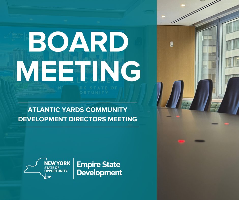 EmpireStateDev's tweet image. 📢 Tuesday July 15th: Tune into the Atlantic Yards Community Development Corporation Directors Meeting via webcast at 3:00pm – and review the agenda & related materials: bit.ly/40PO6xQ