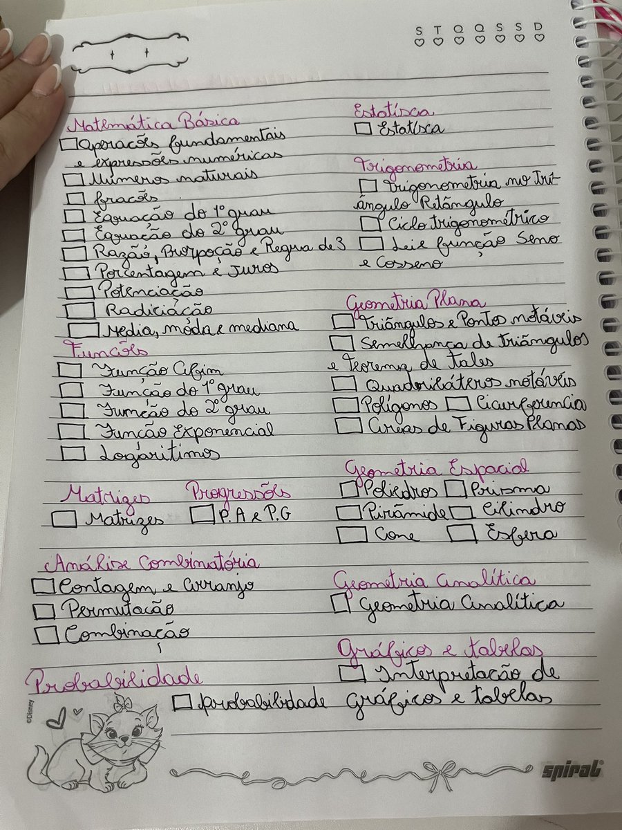 studiesnoopy's tweet image. Checklist matemática- Enem 2025