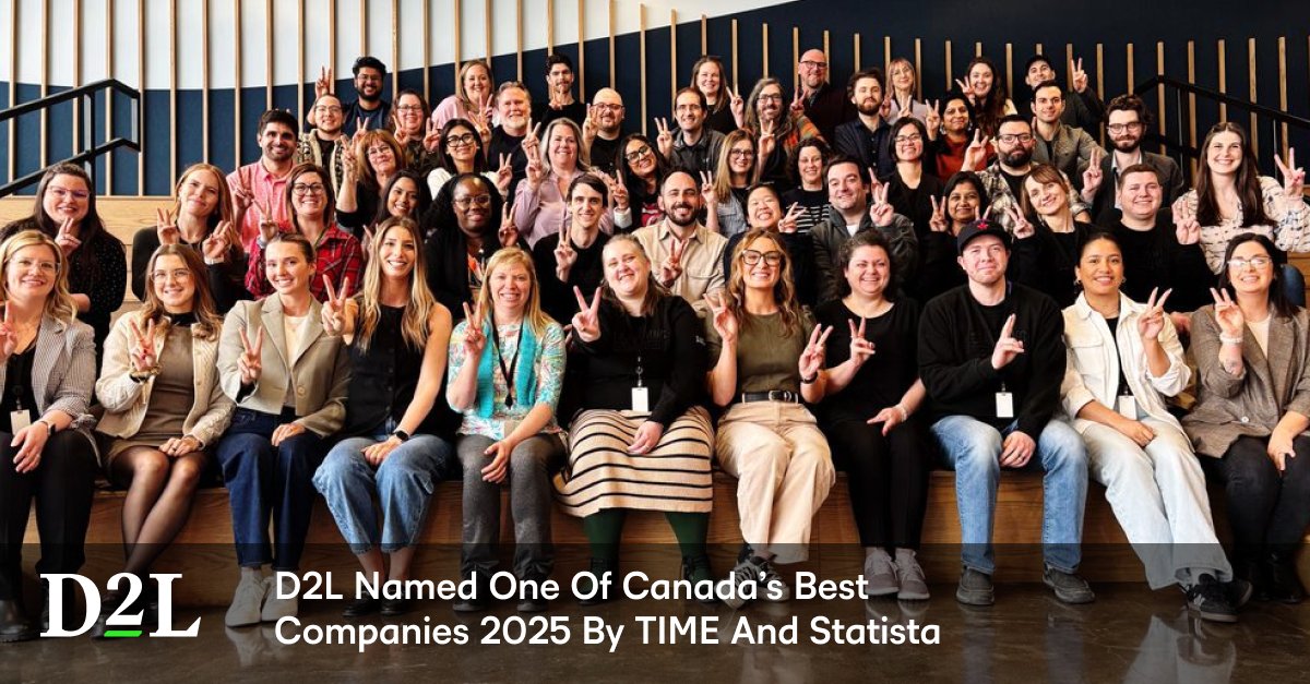 D2L has been named one of Canada’s Best Companies in 2025 by TIME and Statista. This recognition highlights the strength of our people-first culture, our consistent growth, and our transparent approach to sustainability.
ow.ly/MMt950Wok8P