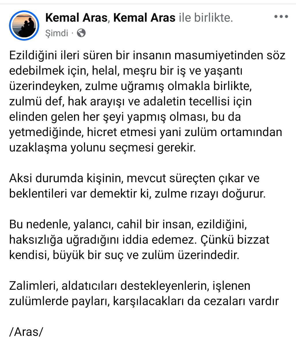 Mazlumun masûmiyeti meselesi...