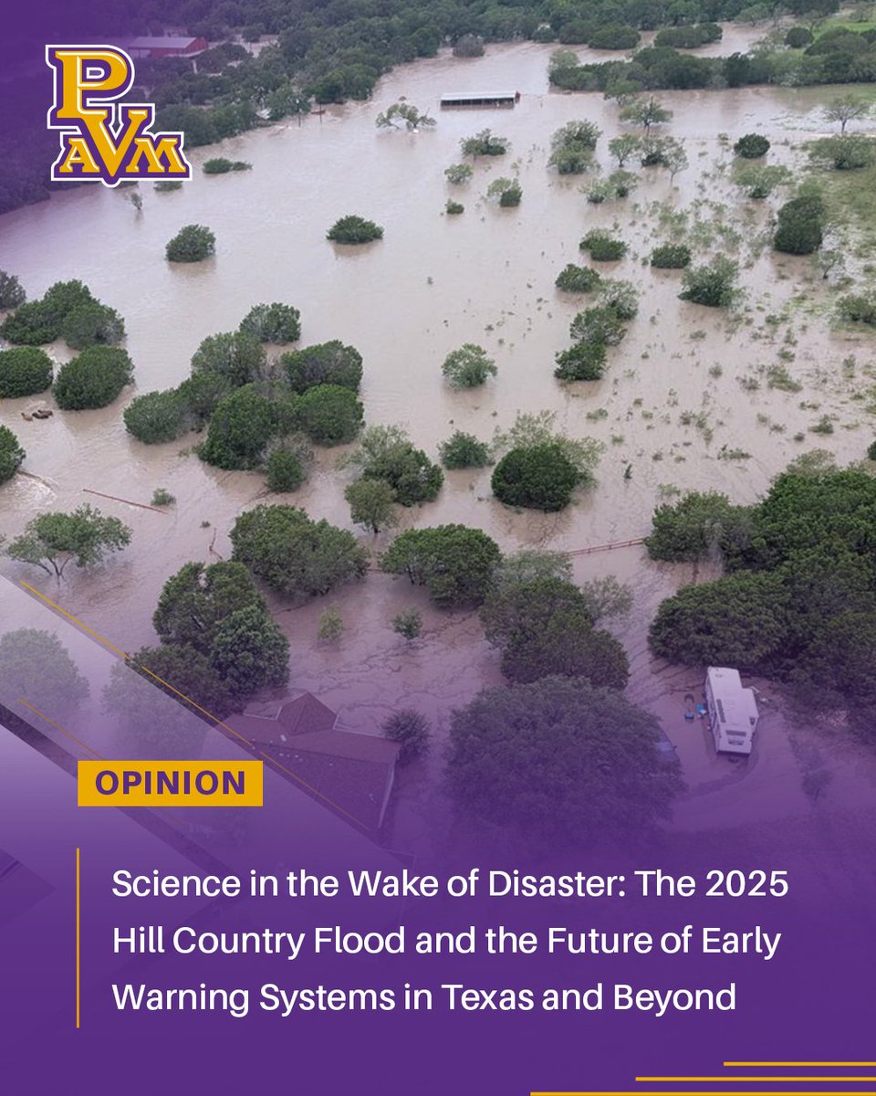 PVAMU's tweet image. New op-ed from PVAMU’s Dr. Ali Fares reflects on the 2025 Hill Country Flood and the urgent need for better flood preparedness across Texas.
From research to real-world solutions, every second counts.
Read more: bit.ly/4m90FNh
#PVAMU #FacultyVoices
