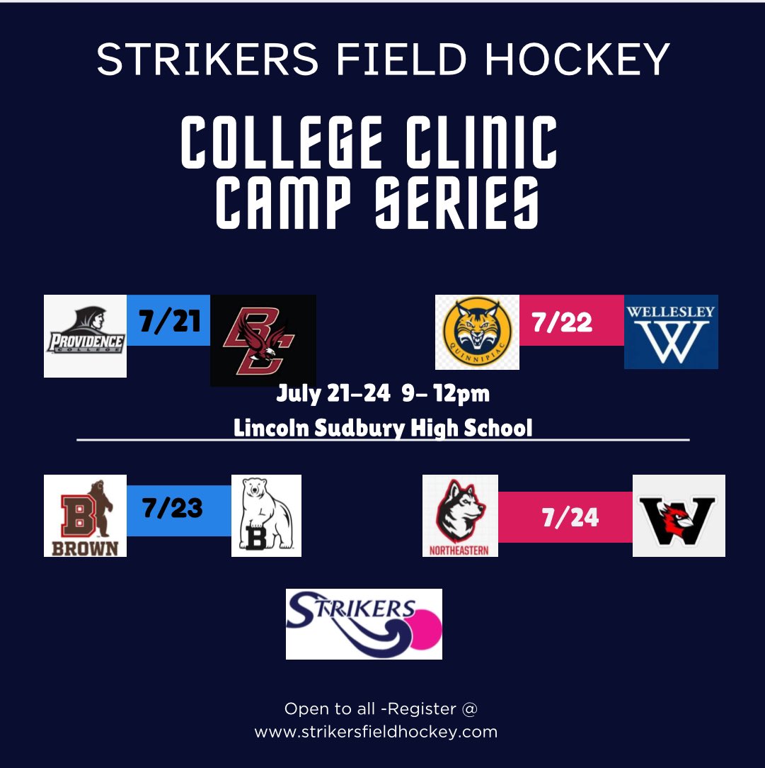 Amazing camp opportunity. We have opened up spots. Go to strikersfieldhockey.com to register.