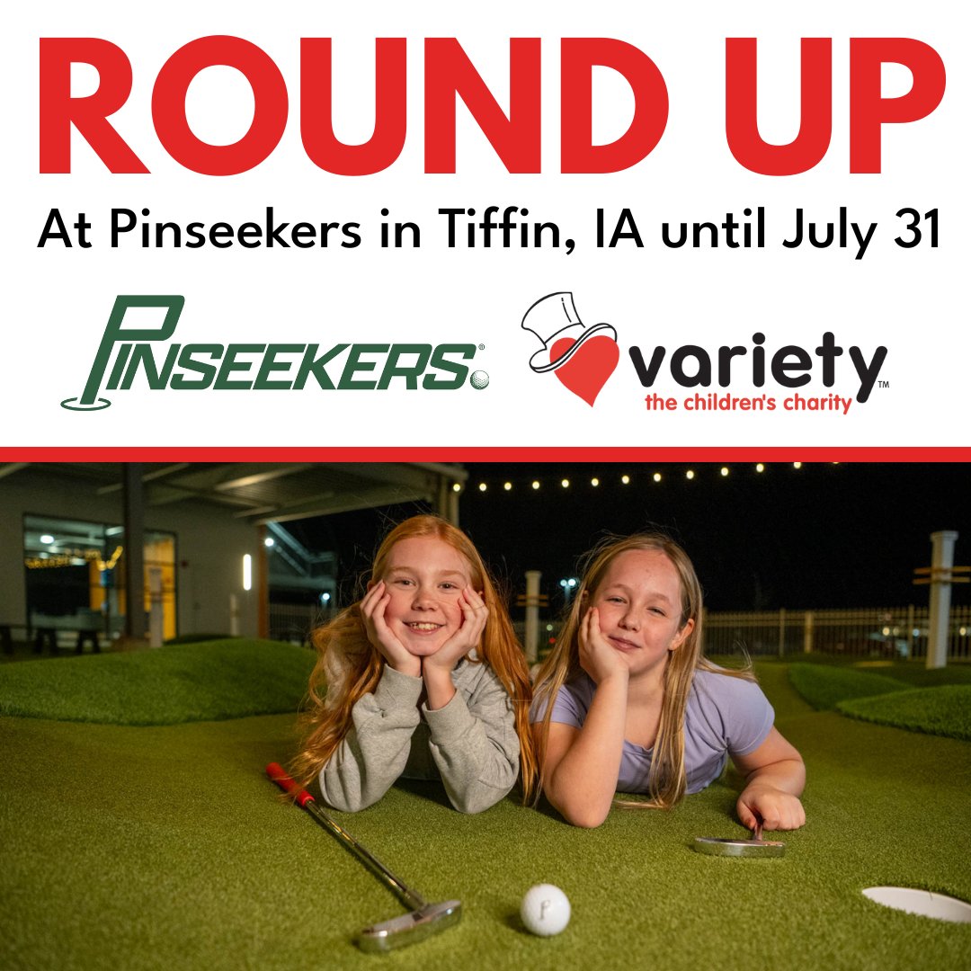 📍 Tiffin, IA - Next time you’re enjoying food, drinks, or fun at PinSeekers, you’ll have the chance to do a little good while having a lot of fun! 

At checkout, you can ROUND UP your total to the nearest dollar - and that spare change will go directly to support Variety.❤️