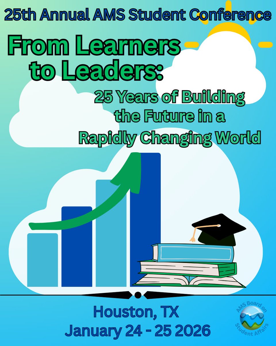 AMSBoSA's tweet image. Introducing 馃馃 Your 2026 AMS Student Conference theme, From Learners to Leaders: 25 Years of Building the Future in a Rapidly Changing World! We are so excited for January 24th and 25th to come and to see all of you in Houston!! 馃馃