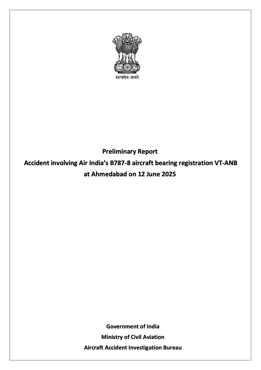 BREAKING: India has released the preliminary report on Air India 171. Reading now.

Available here: aaib.gov.in/What's%20New%2…