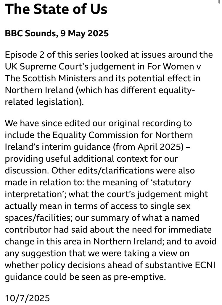 Fair play to BBC Northern Ireland for acknowledging issues with this part of its coverage on the Supreme Court sex ruling. 

Other parts of the organisation should take note, and be more willing to admit mistakes. We all make them.