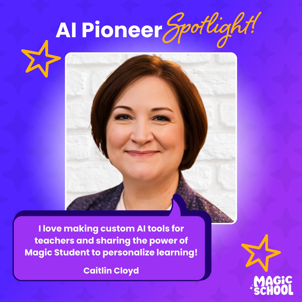 magicschoolai's tweet image. ✨ AI Pioneer Spotlight! ✨
We’re proud to celebrate 4 educators leading the way in AI-powered teaching & learning with MagicSchool!
Danyelle Ross – Helped lead South Windsor PS to March Magic victory & makes AI tools intuitive for all.
Valentin Guerra – Builds custom chatbots…