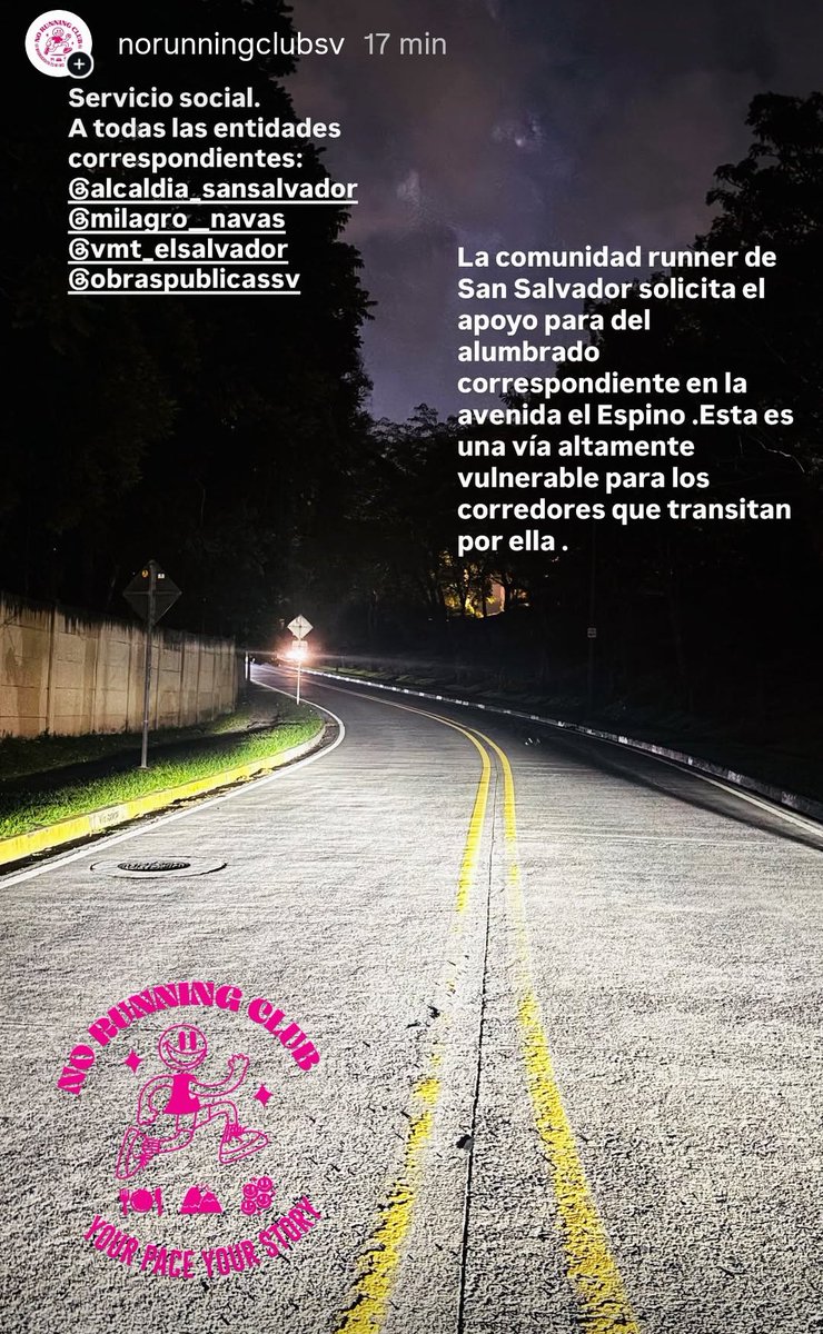 Eve_RDeras's tweet photo. @alcaldia_ss @milagro__navas @ObrasPublicasSV @VMTElSalvador 

Comunidad de corredores ✨✨ https://t.co/nbtUVofFV7