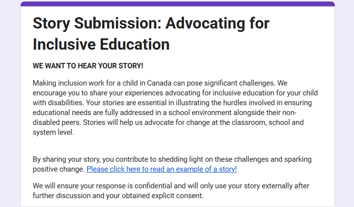 InclusiveEdCan's tweet image. A reminder that we are collecting your success stories in navigating inclusive education, as well as your negative experiences. until Friday July 18th!
docs.google.com/forms/d/14EhIF…