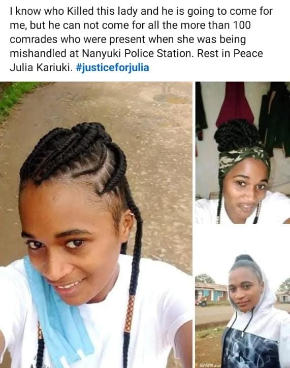 If the killer is now known I think it is a high chance to go after him. The pain of losing such a beautiful sole is unbelievable.🥱😭

#ShootFirstSir #JusticeForJuliaNjoki |Ukweli Itoke|Kitale|Nelson Koech|KENHA|Kitale|Emmanuel Wanyonyi| #TuesdayMAANDAMANO #ShirukaMuranga