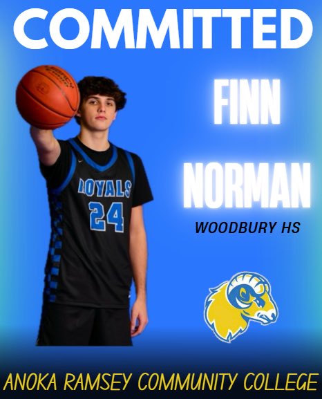 Anoka Ramsey Men’s Basketball is thrilled to announce the commitment of Finn Norman!  Finn is a very skilled player with great size.  At 6’6” he can score with his back to the basket, and step out to the perimeter and score it from deep!