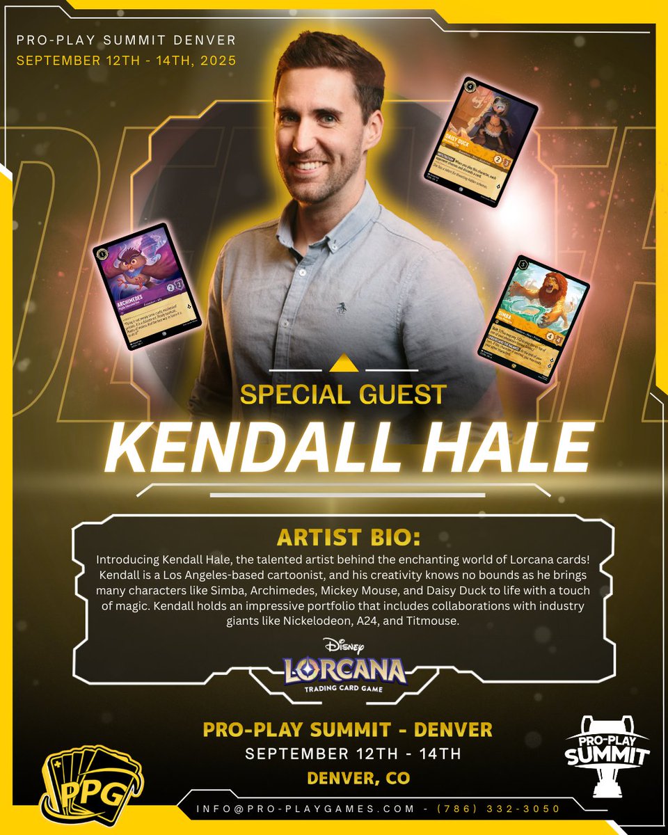 _proplaygames's tweet image. Attention Pro-Players!
We’re thrilled to announce that Kendall Halle, official @DisneyLorcana artist, will be joining us at our second Pro-Play Summit in Denver, CO!
Early Bird Tickets are almost gone - only 25 left!
Don’t miss your chance to be part of this unforgettable…
