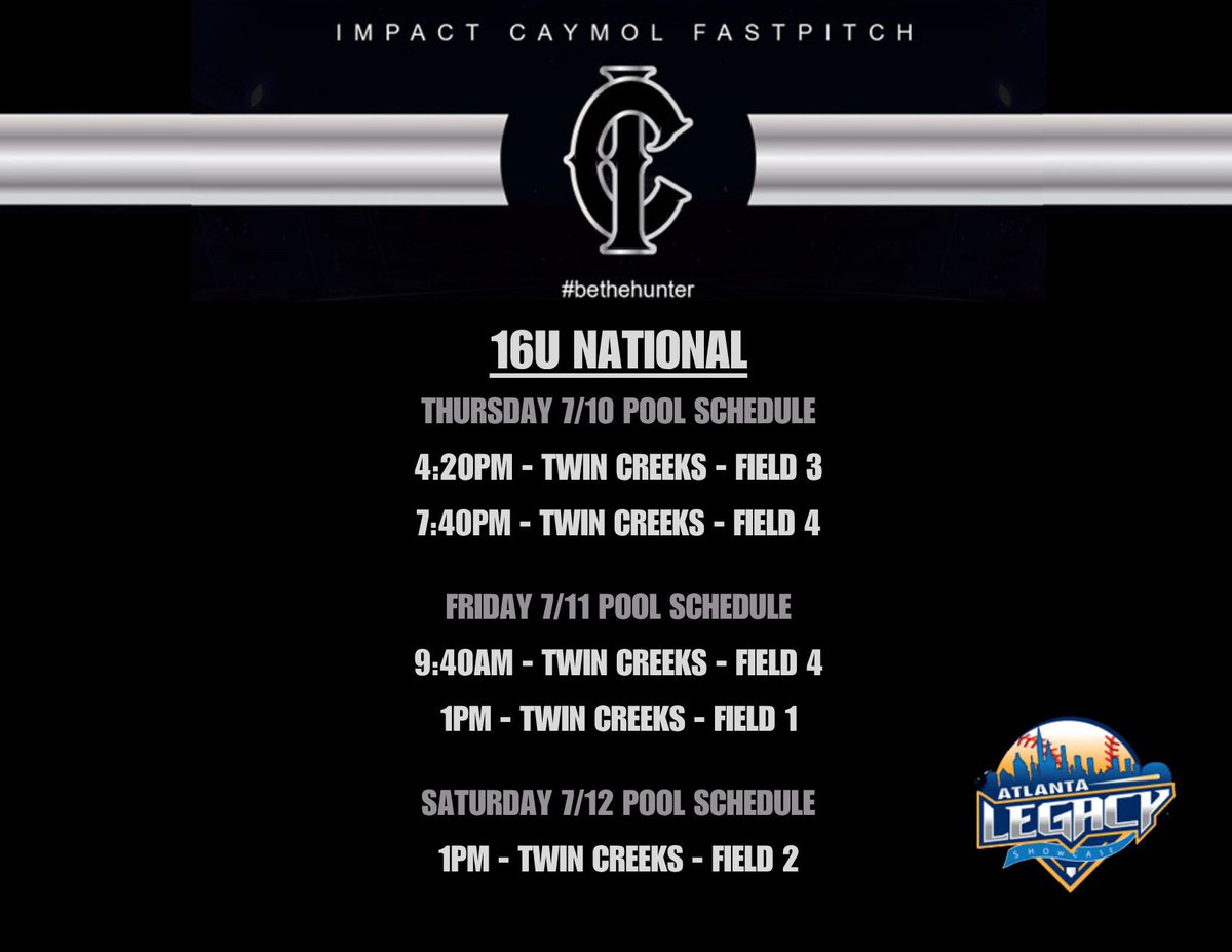Lili M 2027 (@lilim_2027) on Twitter photo 3-0 in Pool, me and my <a href="/impactcaymol/">Impact Caymol</a> 16U National girls are fired up!
Come check us out tomorrow <a href="/AtlLegacyInvite/">Atlanta Legacy Invitational</a>!
<a href="/IndStSoftball/">Indiana State Softball</a>
<a href="/GaTechSoftball/">Georgia Tech Softball 🥇🥇🥇🥇🥇</a>
<a href="/UKsoftball/">Kentucky Softball</a>
<a href="/GSAthletics_SB/">Georgia Southern Softball</a>
<a href="/TTU_Softball/">Tennessee Tech Softball</a>
<a href="/ecu__softball/">East Carolina Softball</a>
<a href="/OhioStateSB/">Ohio State Softball</a>
<a href="/NCSA_Softball/">NCSA Softball</a> <a href="/ExtraInningSB/">EXTRA INNING SOFTBALL</a> <a href="/DirectRecruits/">Direct Recruits</a> 3-0 in Pool, me and my <a href="/impactcaymol/">Impact Caymol</a> 16U National girls are fired up!
Come check us out tomorrow <a href="/AtlLegacyInvite/">Atlanta Legacy Invitational</a>!
<a href="/IndStSoftball/">Indiana State Softball</a>
<a href="/GaTechSoftball/">Georgia Tech Softball 🥇🥇🥇🥇🥇</a>
<a href="/UKsoftball/">Kentucky Softball</a>
<a href="/GSAthletics_SB/">Georgia Southern Softball</a>
<a href="/TTU_Softball/">Tennessee Tech Softball</a>
<a href="/ecu__softball/">East Carolina Softball</a>
<a href="/OhioStateSB/">Ohio State Softball</a>
<a href="/NCSA_Softball/">NCSA Softball</a> <a href="/ExtraInningSB/">EXTRA INNING SOFTBALL</a> <a href="/DirectRecruits/">Direct Recruits</a>