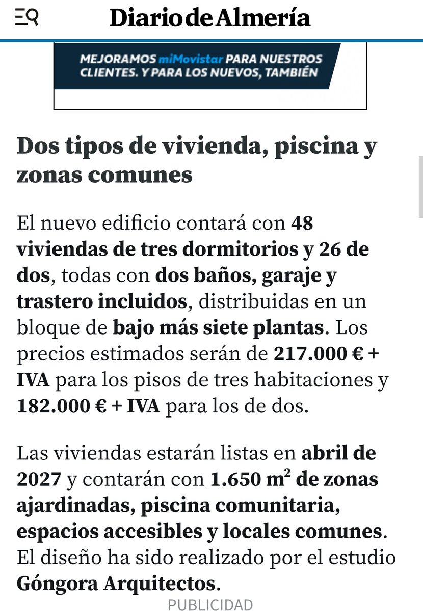 AlexLoren19's tweet photo. La alcaldesa de #Almería y reina de la especulación inmobiliaria, María del Mar Vázquez, ha acudido al acto de colocación de la primera piedra para la nueva promoción de vivienda "social" promovida por Almería XXI. Los precios "sociales" 217.000 y 182.000 euros más IVA.
Utilizar dinero público para que se forren los promotores privados y luego vender las viviendas a la ciudadanía a precio de vivienda libre.
La gestión de este Ayuntamiento es deplorable.