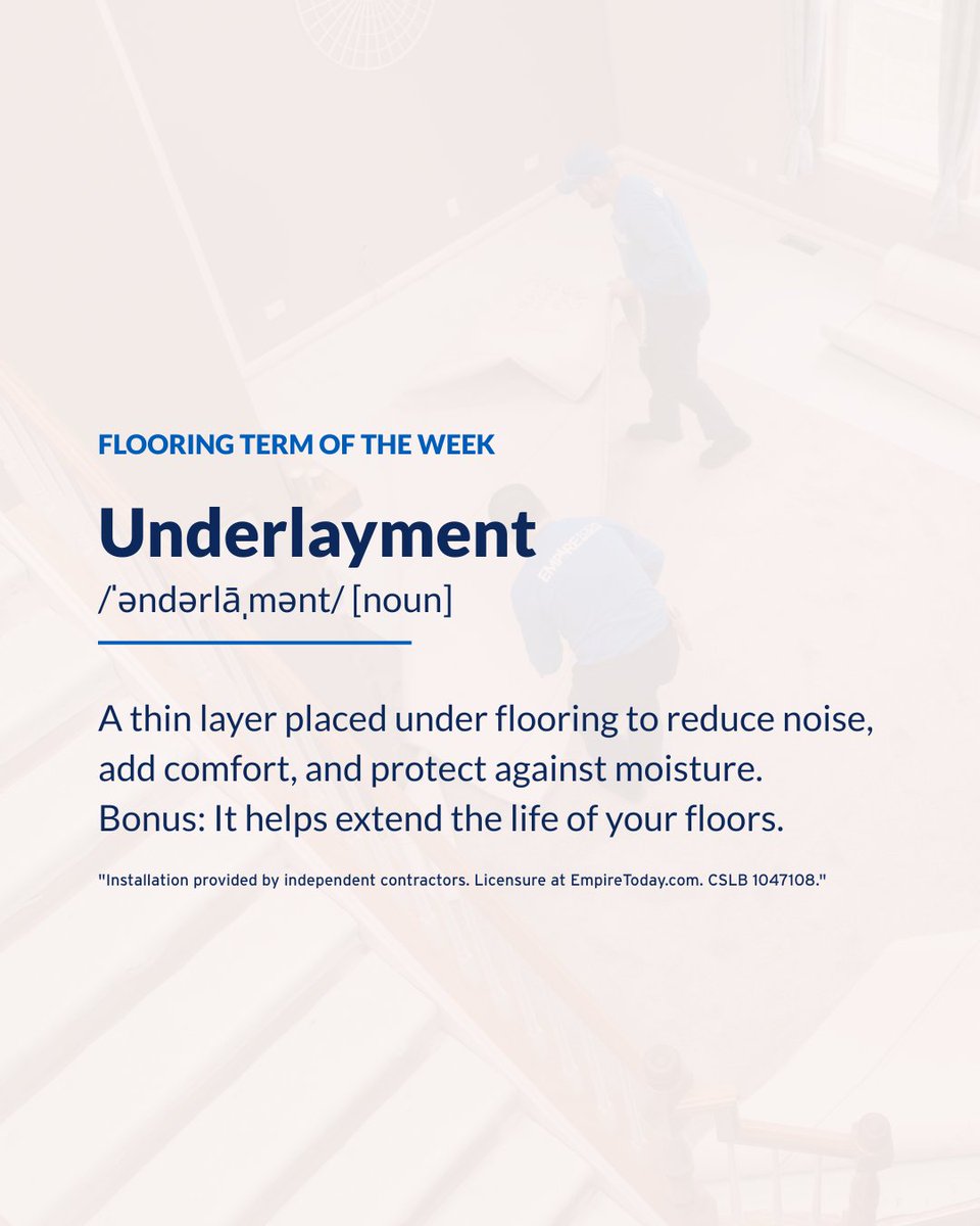Flooring fact: what’s underneath matters just as much as what’s on top.

Underlayment may be out of sight, but it’s a total game-changer—cutting down noise, boosting comfort, and helping your floors last longer.

Now you know &amp; your floors will thank you.

empire.today/3ImhBRL