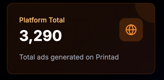 On a dépassé les 3000 ads généré sur PrintAd. Incroyable. 

Demain on sort une nouvelle grosse MAJ avec une nouvelle feature qui va vous faire gagner encore plus de temps pour la création d'ads.