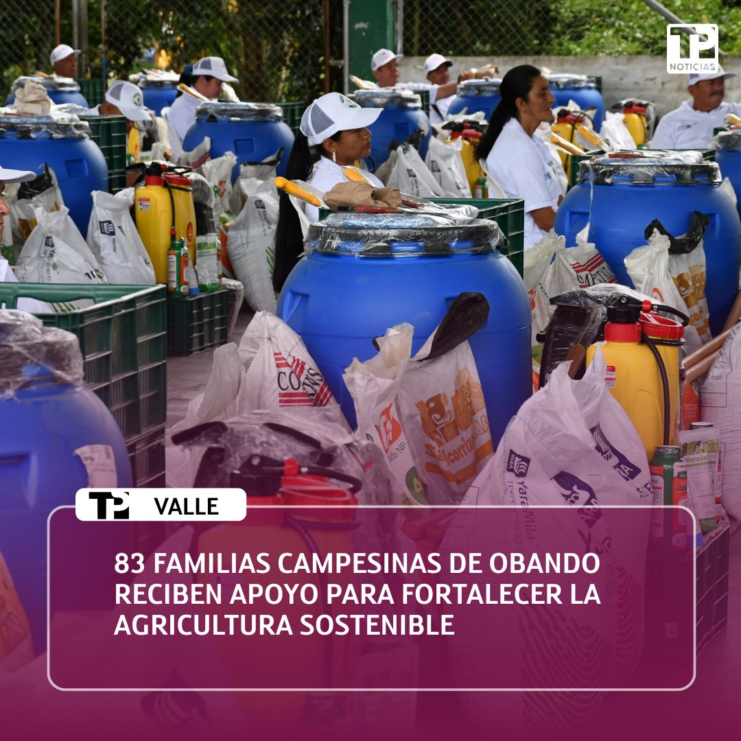 #Valle | En el municipio de Obando, 83 familias campesinas pertenecientes a las asociaciones Asogaprocam y OV Corazones Renacientes fueron beneficiadas con la entrega de insumos y herramientas para el desarrollo de sus actividades productivas.

La iniciativa busca fortalecer las