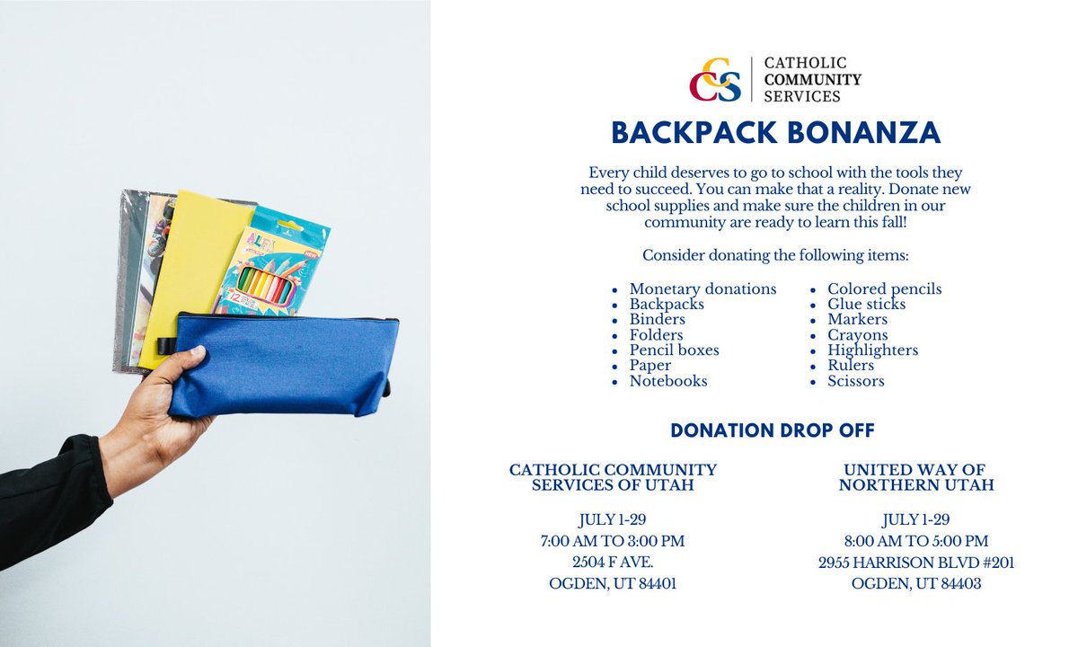 Every child deserves to go to school with the tools they need to succeed. You can make that a reality by participating in this year's Backpack Bonanza!

Find more information on how you can help at bit.ly/3S6gnw3.