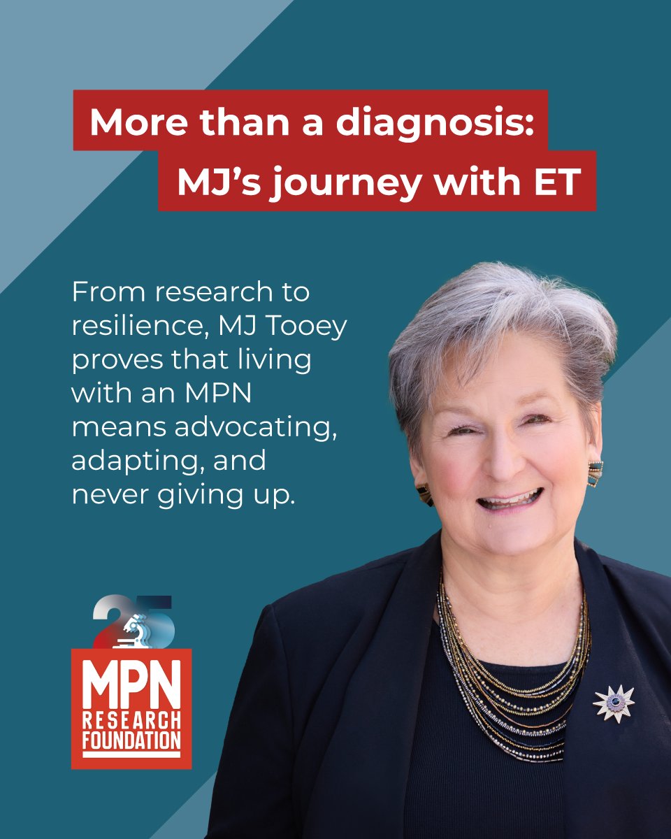MPN_RF's tweet photo. 20 years after her ET diagnosis, MJ Tooey’s journey is one of research, resilience & trust. From treatment setbacks to advocacy wins, her care team partnership made all the difference.
Read her story here: https://t.co/HDUovwb4M2
#MPNs #PatientVoice #ETAwareness #MPNCommunity https://t.co/zW2kLxdIJ8