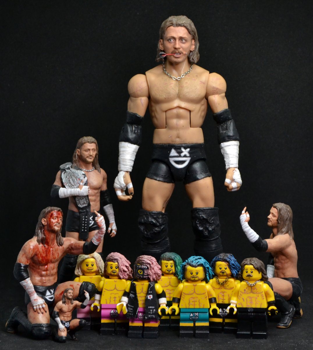 assui88's tweet image. In honor of his 13 year wrestling anniversary today, here is a group picture of the custom Drew Parker figures I made over the last five years