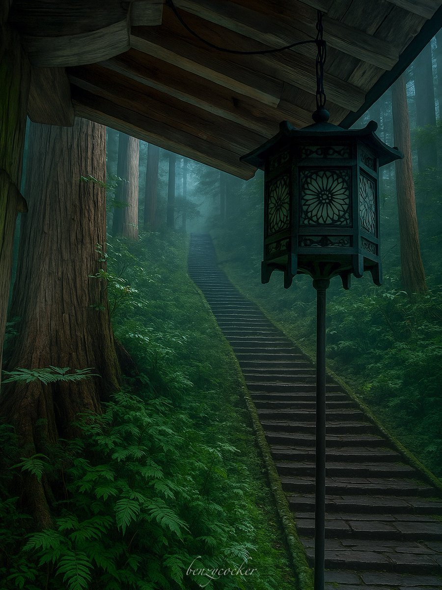早朝の山形 羽黒古道。