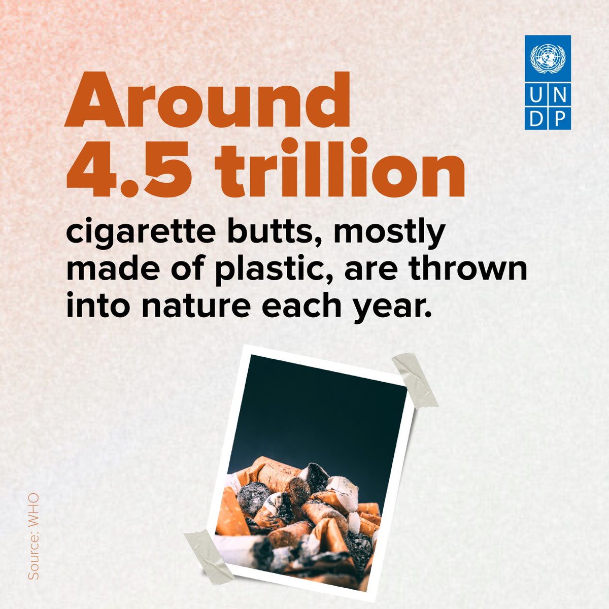 UNDP's tweet image. Cigarette filters are the most littered item in the world.

Julissa from Costa Rica set out to change this – through policy reform.

This #PlasticFreeJuly, read her story and discover solutions to #BeatPlasticPollution: go.undp.org/UVo