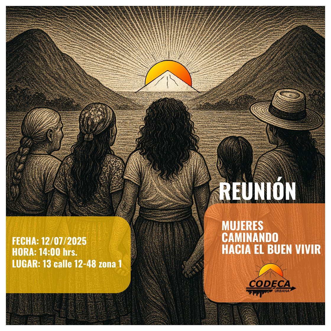 📢 INVITACIÓN ABIERTA A MUJERES CAMINANDO HACIA EL BUEN VIVIR
🔊Desde CODECA, estamos organizándonos para un encuentro de mujeres para conocernos, compartir experiencias y juntas construir un espacio  solidario y de luchas cotidianas.
 #MujeresOrganizadas #RedDeMujeresCodeca