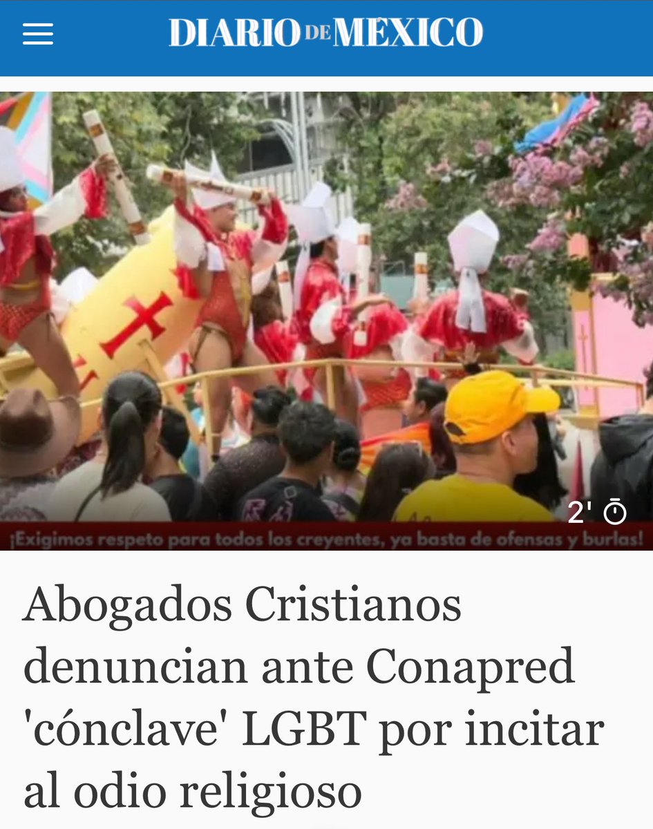 A nombre de la comunidad católica en México, hemos iniciado tres acciones legales en contra del productor, promotor y diseñador del performance “cónclave” que se exhibió durante la marcha 🏳️‍⚧️🏳️‍🌈 de la CDMX. Vía <a href="/AbogCrist_mx/">Abogados Cristianos México</a>