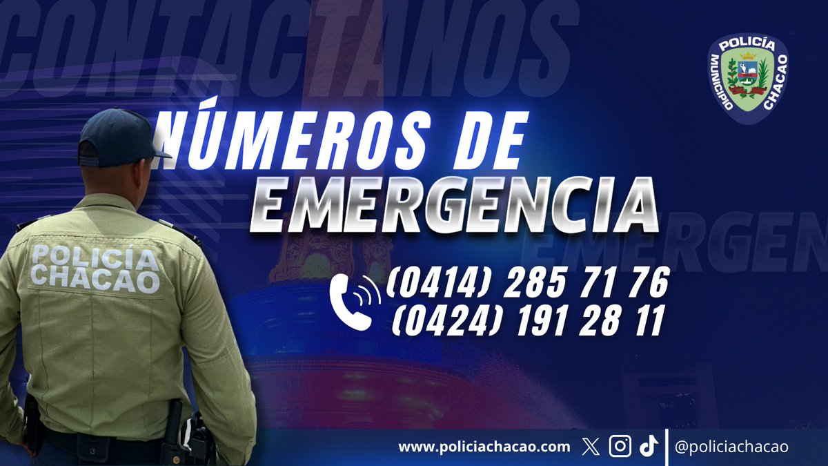 Policía Municipal de Chacao (@policiachacao) on Twitter photo #11Julio| En todo el municipio #Chacao puedes sentir la seguridad que la Policía Municipal no solo está para sancionar, también está para ayudarte. ¿Dudas, problemas, necesitas apoyo? Puedes comunicarte con nosotros 24/7.
<a href="/duquegustavoS/">Gustavo Duque Sáez</a>
<a href="/luisgonzalofer/">Luis Gonzalo Fernández</a>
<a href="/Visipol_MIJP/">VISIPOL</a> #11Julio| En todo el municipio #Chacao puedes sentir la seguridad que la Policía Municipal no solo está para sancionar, también está para ayudarte. ¿Dudas, problemas, necesitas apoyo? Puedes comunicarte con nosotros 24/7.
<a href="/duquegustavoS/">Gustavo Duque Sáez</a>
<a href="/luisgonzalofer/">Luis Gonzalo Fernández</a>
<a href="/Visipol_MIJP/">VISIPOL</a>