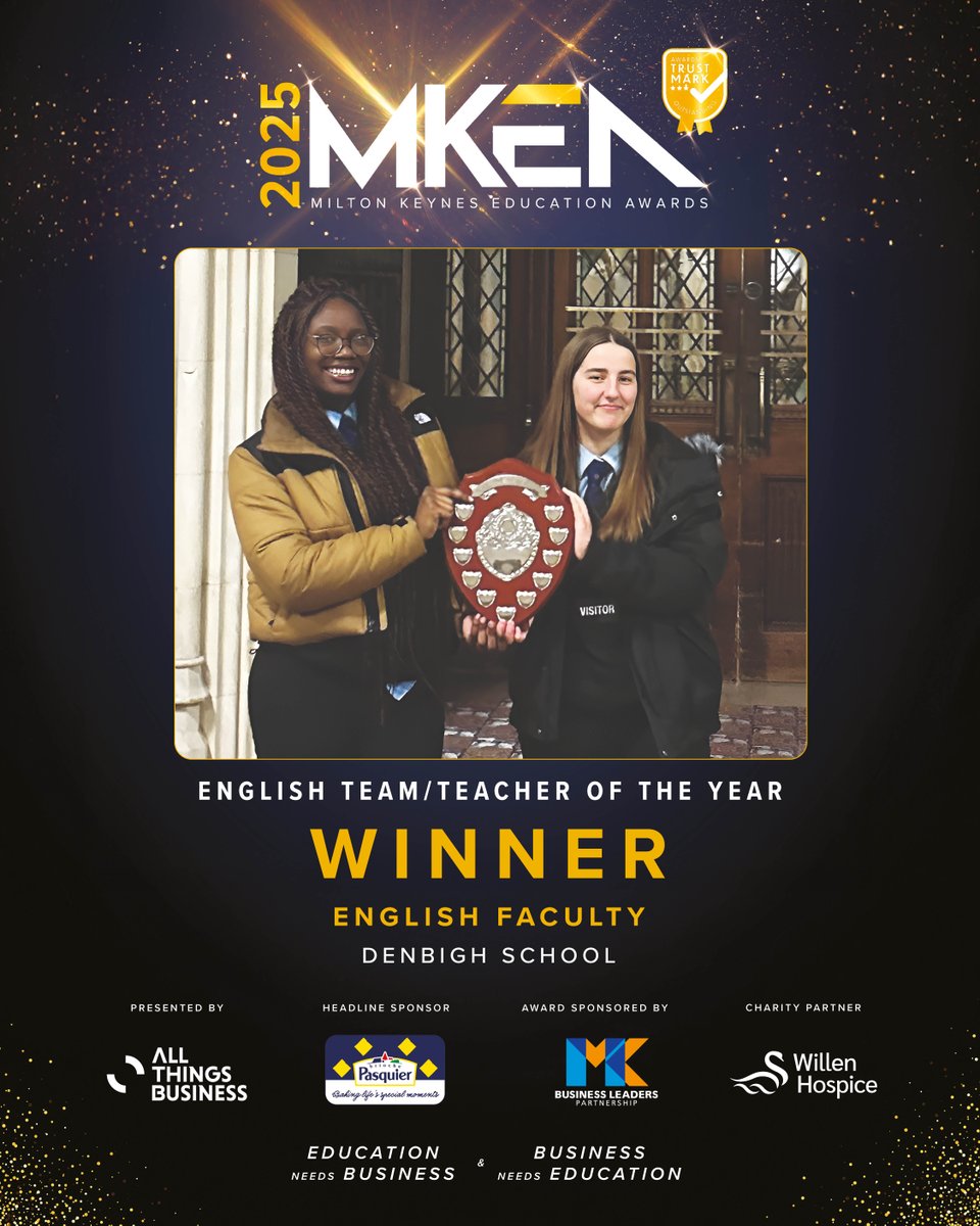 And the winner of English Team/Teacher of the Year award, sponsored by <a href="/MKBLP/">MKBLP</a>, is...the English Faculty at <a href="/DenbighSchoolMK/">Denbigh School</a>. 🏆

Congratulations! 👏

#MKEA24 #MiltonKeynes #EducationAwards #EnglishTeam #EnglishTeacher