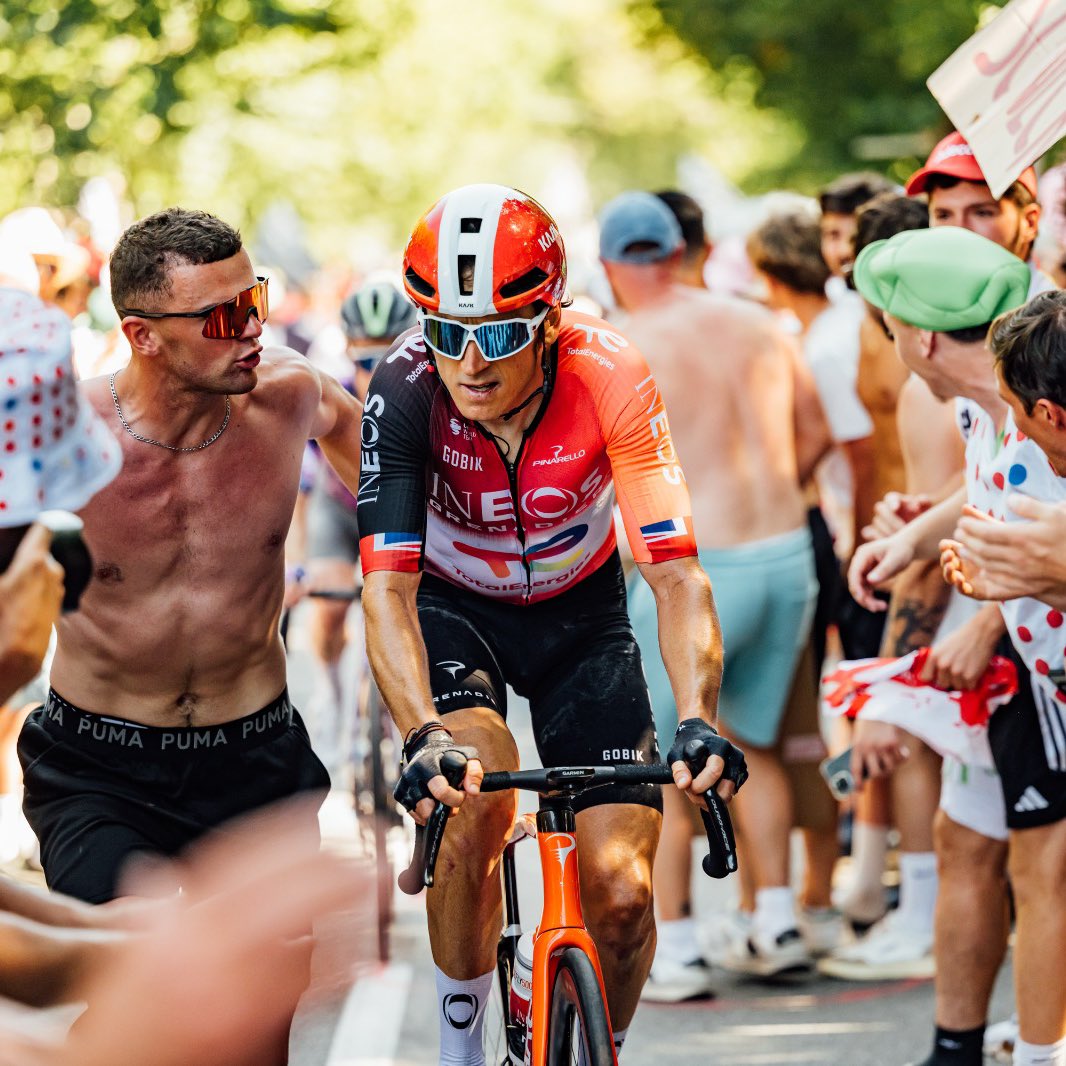 GeraintThomas86's tweet image. Nice day out in the break. Loved it. Much nicer than battling away in the peloton this Tour 🤣 We’ll keep trying 🙌 #TDF2025