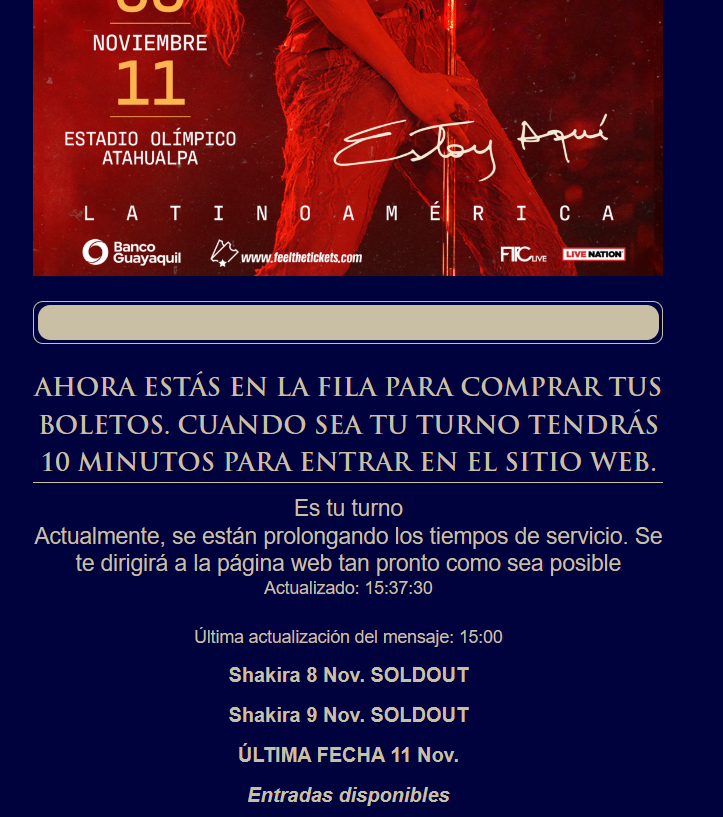 arsago_ec's tweet photo. #FeelTheTickets @feelthetickets señores que pasa que los que estamos de primeros en fila no avanzamos, más de hora y media y no se avanza https://t.co/skajTCEWvd