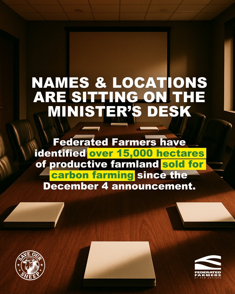 FedFarmers's tweet image. We believe more than 15,000 hectares of productive farmland has been sold for carbon forestry since the Government’s December 4 announcement - so we’ve pulled together a list and sent it to the Minister this week.